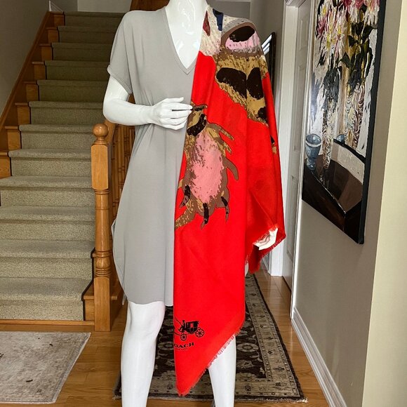 Coach X Gary Baseman Buster Le Fauve Wool Oversized Square Scarf - Authentic - Picture 5 of 10